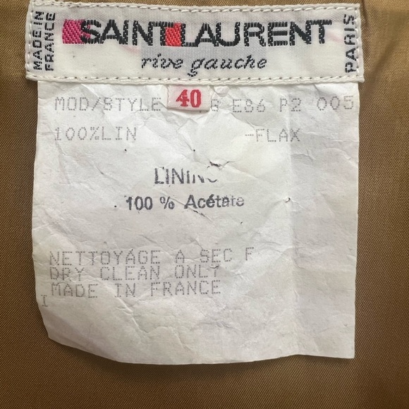 Vintage Yves Saint Laurent rive gauche button down linen dress in flax tan - Picture 9 of 10